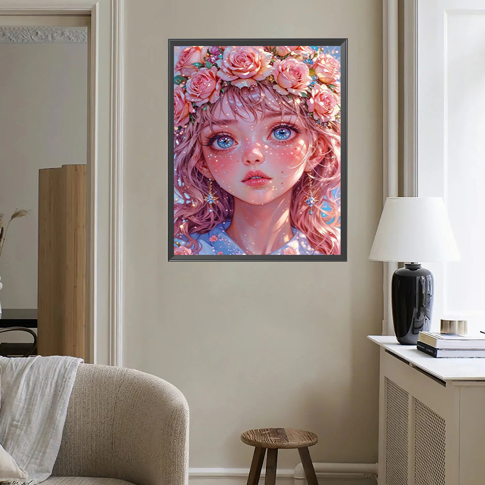 Pink Girl - Full Square Drill Diamond Painting 40*50CM