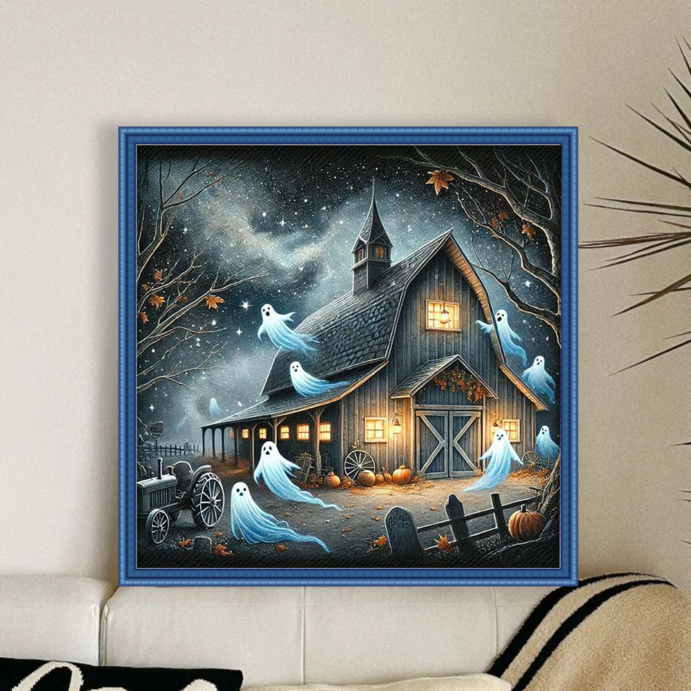 Halloween Log Cabin - 11CT Stamped Cross Stitch 50*50CM