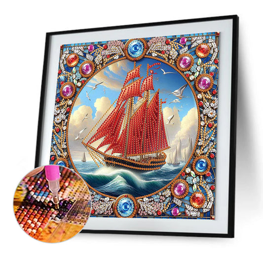 Sailboat - Special Shaped Drill Diamond Painting 30*30CM