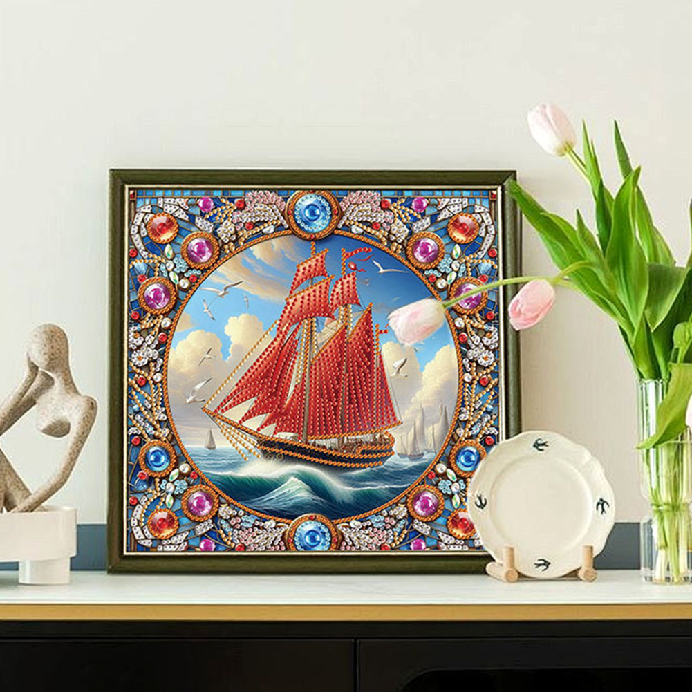 Sailboat - Special Shaped Drill Diamond Painting 30*30CM