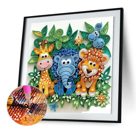 Paper Quilling Lion - Special Shaped Drill Diamond Painting 30*30CM