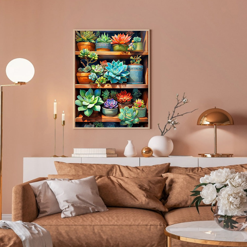 Succulents - Full Round Drill Diamond Painting 30*40CM