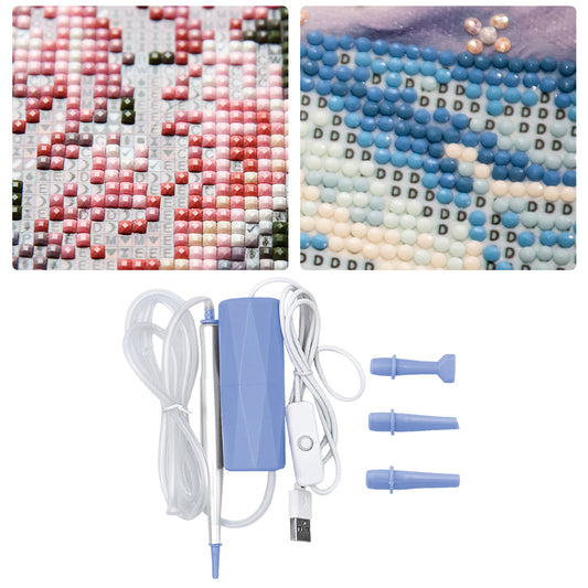 Electric Diamond Painting Pen USB Rhinestone Placement Tool DIY Art Tool (Blue)