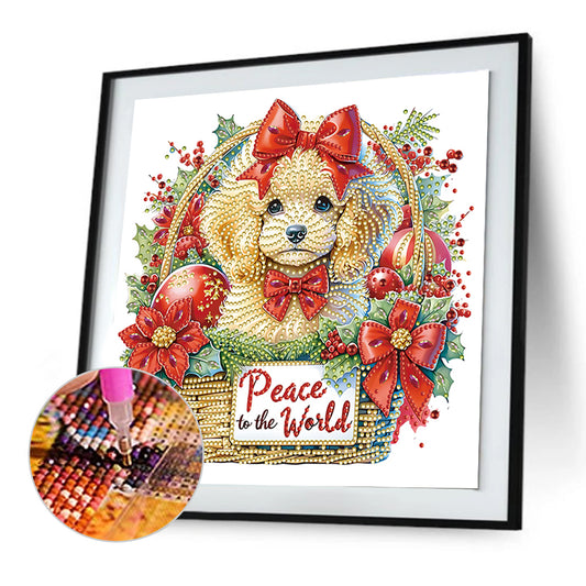 Christmas Teddy Dog - Special Shaped Drill Diamond Painting 30*30CM