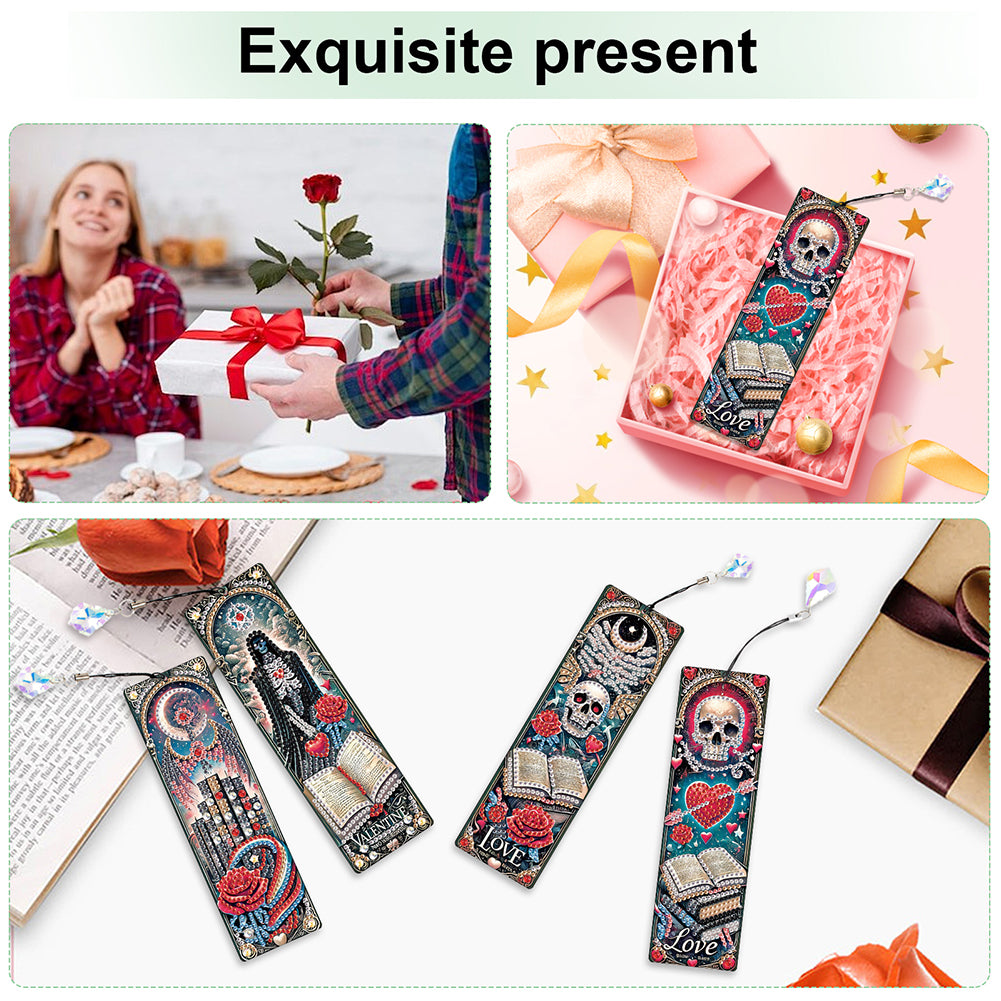 4Pcs Halloween Themed DIY Diamond Painting Bookmark for Reading Enthusiasts