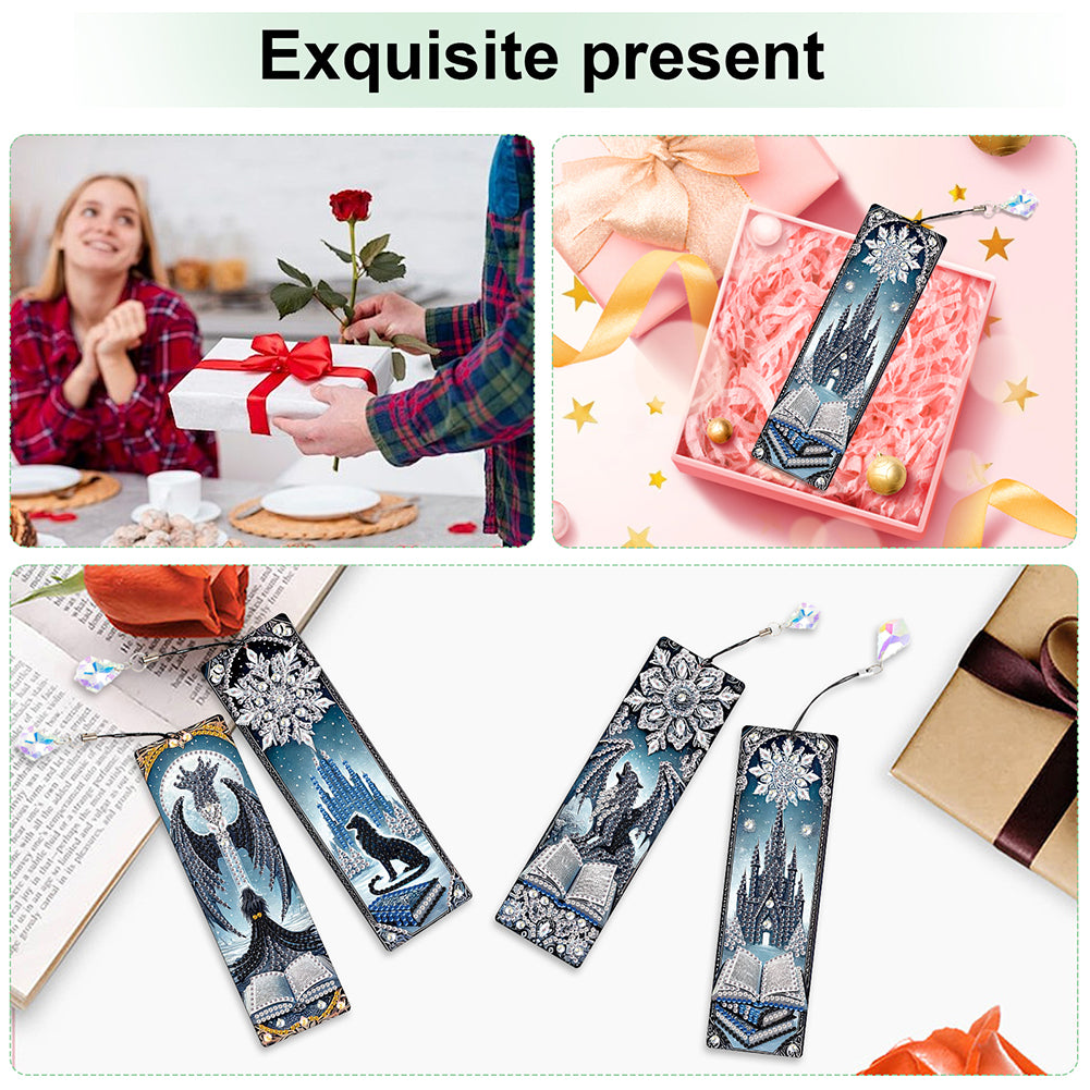 4Pcs Halloween Themed DIY Diamond Painting Bookmark for Reading Enthusiasts