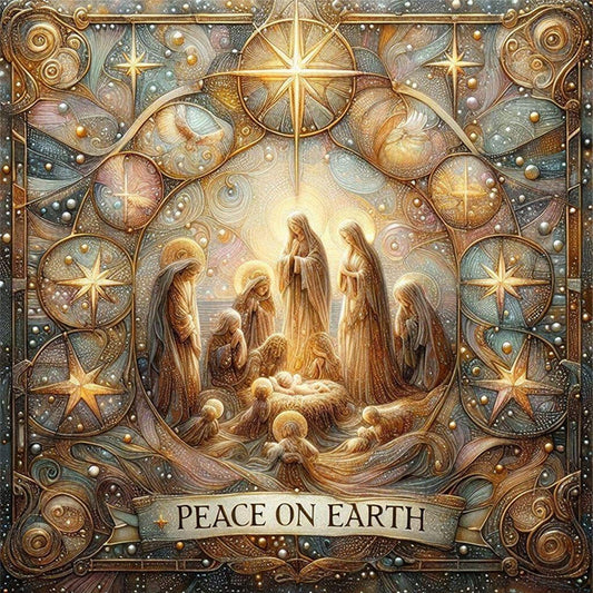 Nativity Cross-Stitch Character Kit - 14CT Stamped Cross Stitch 40*40CM