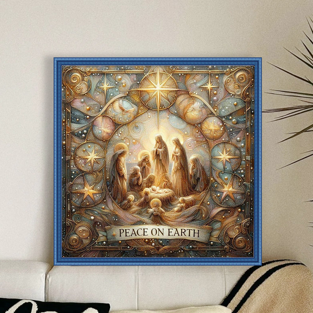 Nativity Cross-Stitch Character Kit - 14CT Stamped Cross Stitch 40*40CM