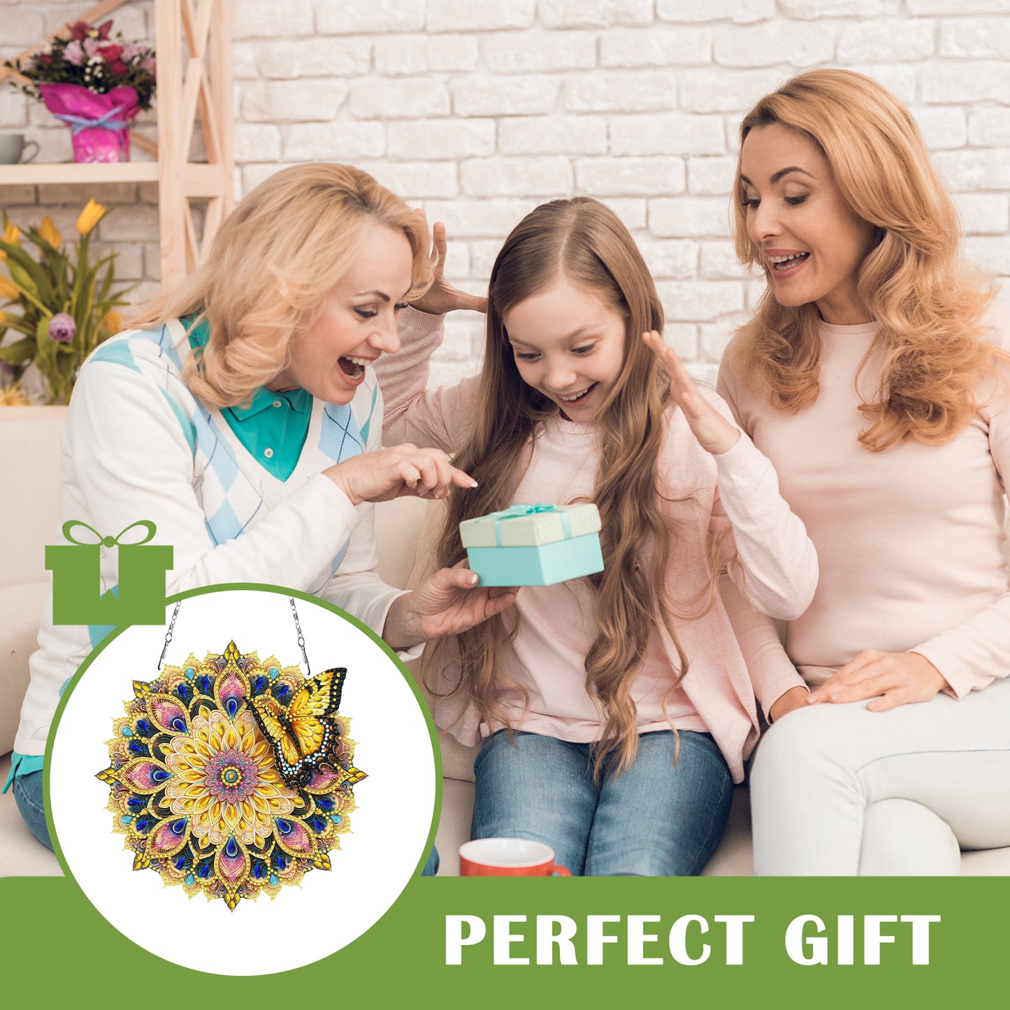 Butterfly Mandala 2D Flat DIY Diamond Art Pendant Wall Decor for Home & Windows