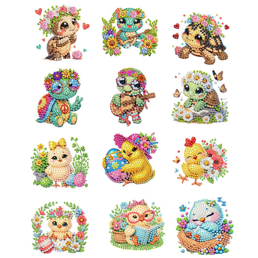 12PCS 2D Flat DIY Magnetic Refrigerator Stickers Diamond Art Kits for Home Decor