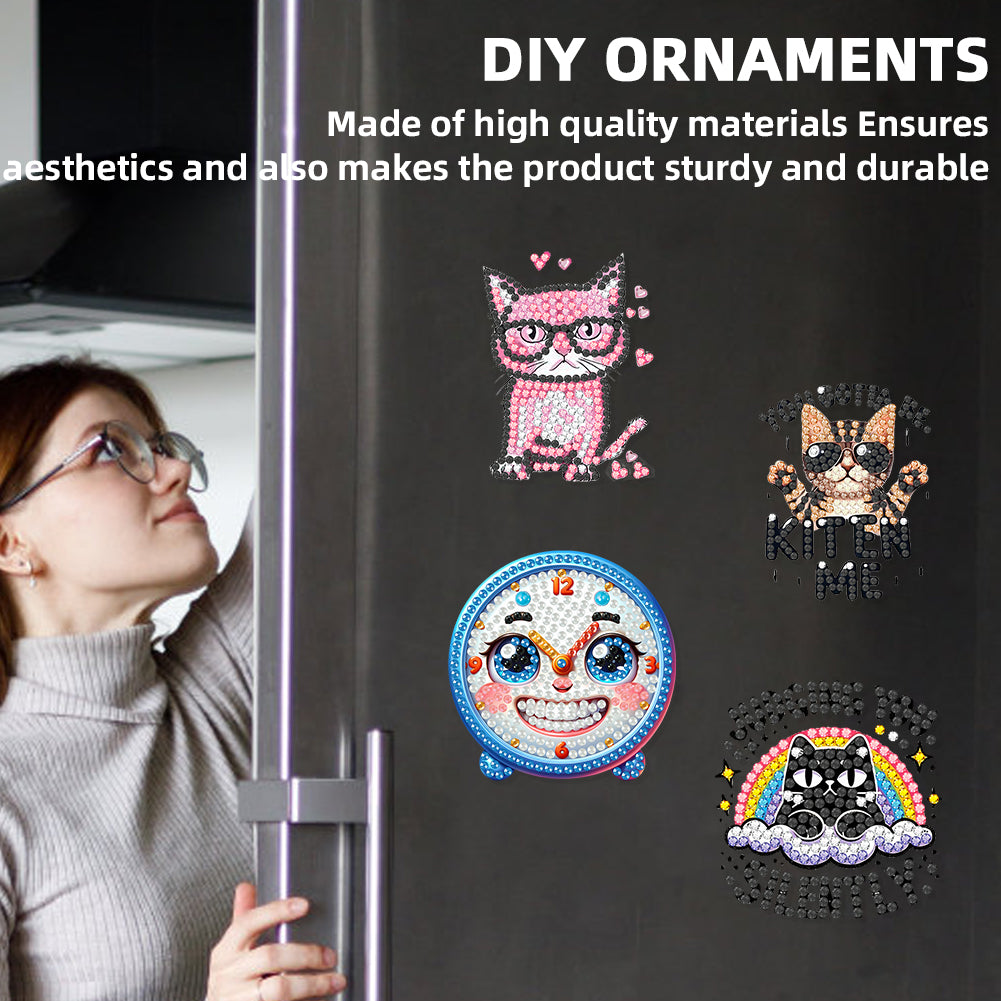 12PCS 2D Flat DIY Magnetic Refrigerator Stickers Diamond Art Kits for Home Decor