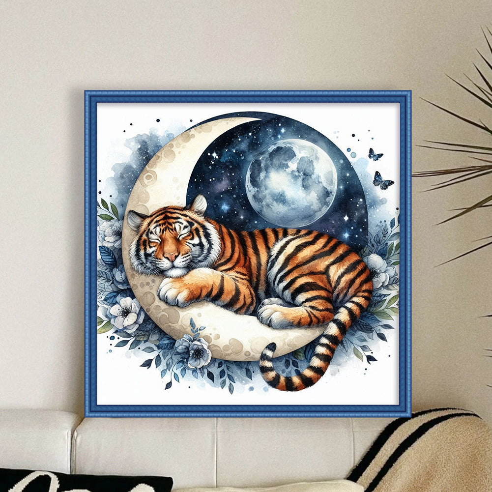 Tiger Moon - 11CT Stamped Cross Stitch 40*40CM