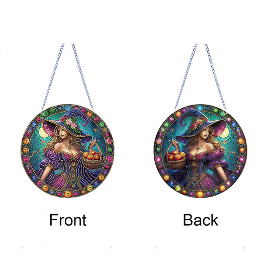 Halloween Witch Theme 2D Flat DIY Diamond Art Pendant Home Wall Decoration Craft