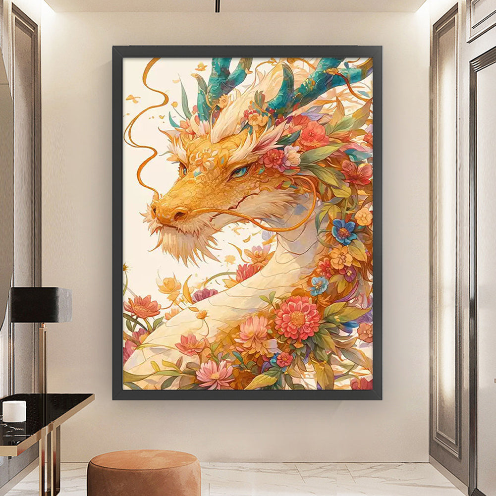 Flower Spirit Dragon - 9CT Stamped Cross Stitch 60*80CM(Mona Lisa Brand)