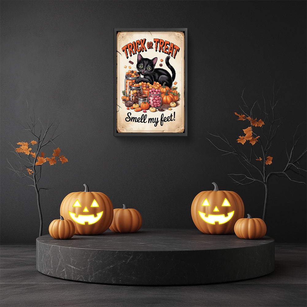 Halloween Cats - Full Round Drill Diamond Painting 30*45CM