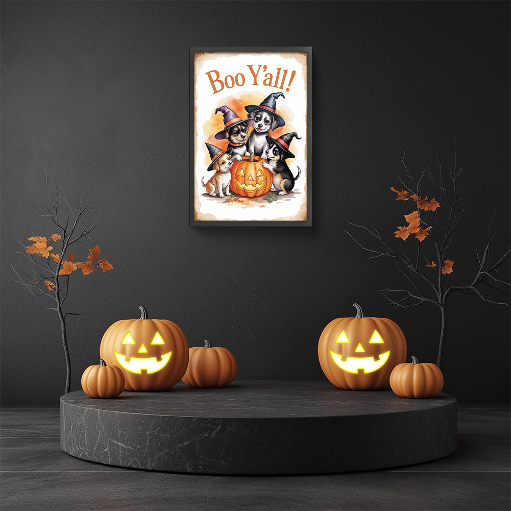 Halloween Dog - Full Round Drill Diamond Painting 30*45CM