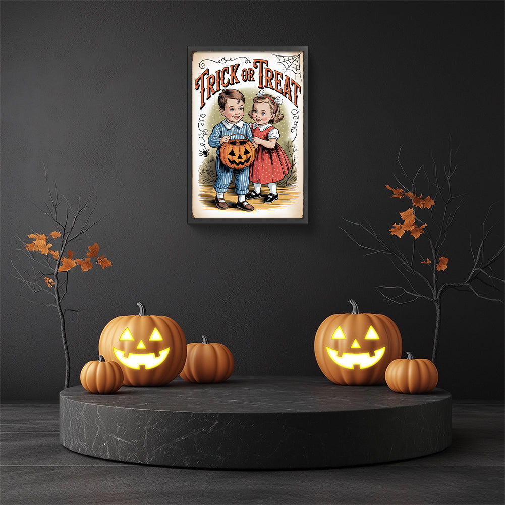 Halloween Trick Or Treat - Full Round Drill Diamond Painting 30*45CM