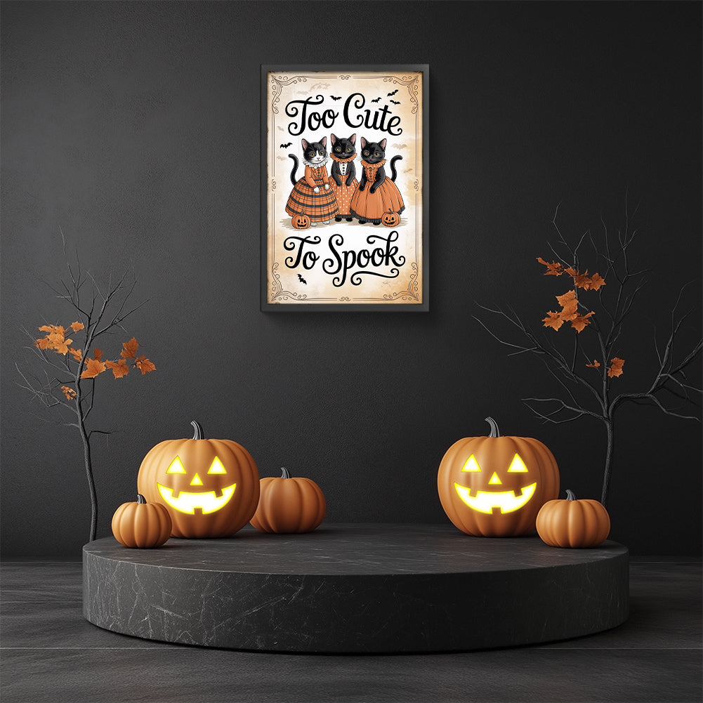 Halloween Cats - Full Round Drill Diamond Painting 30*45CM