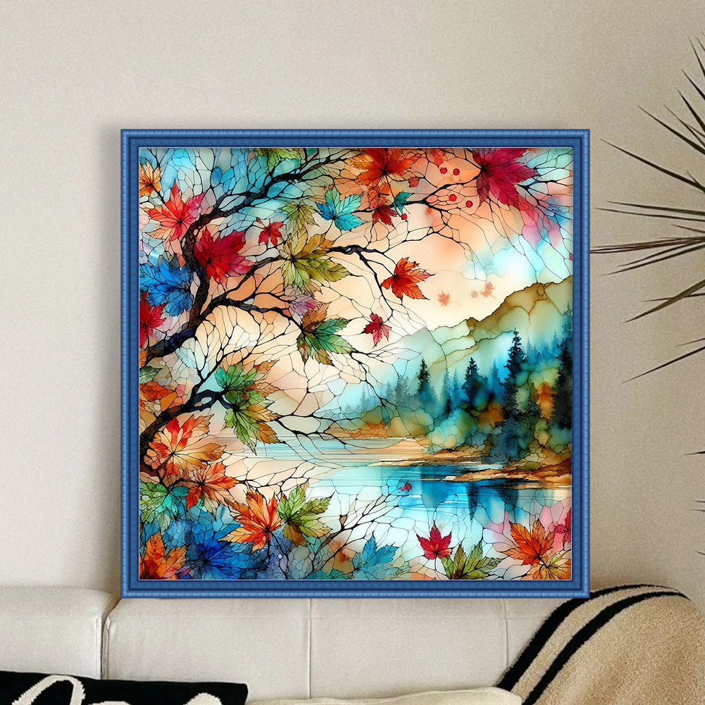 Glass Scenery Painting - 11CT Stamped Cross Stitch 40*40CM