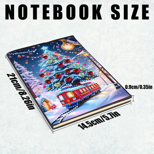 2pcs 50-Page A5 Christmas Tree Diamond Painting Notebook for Adults Holiday Gift