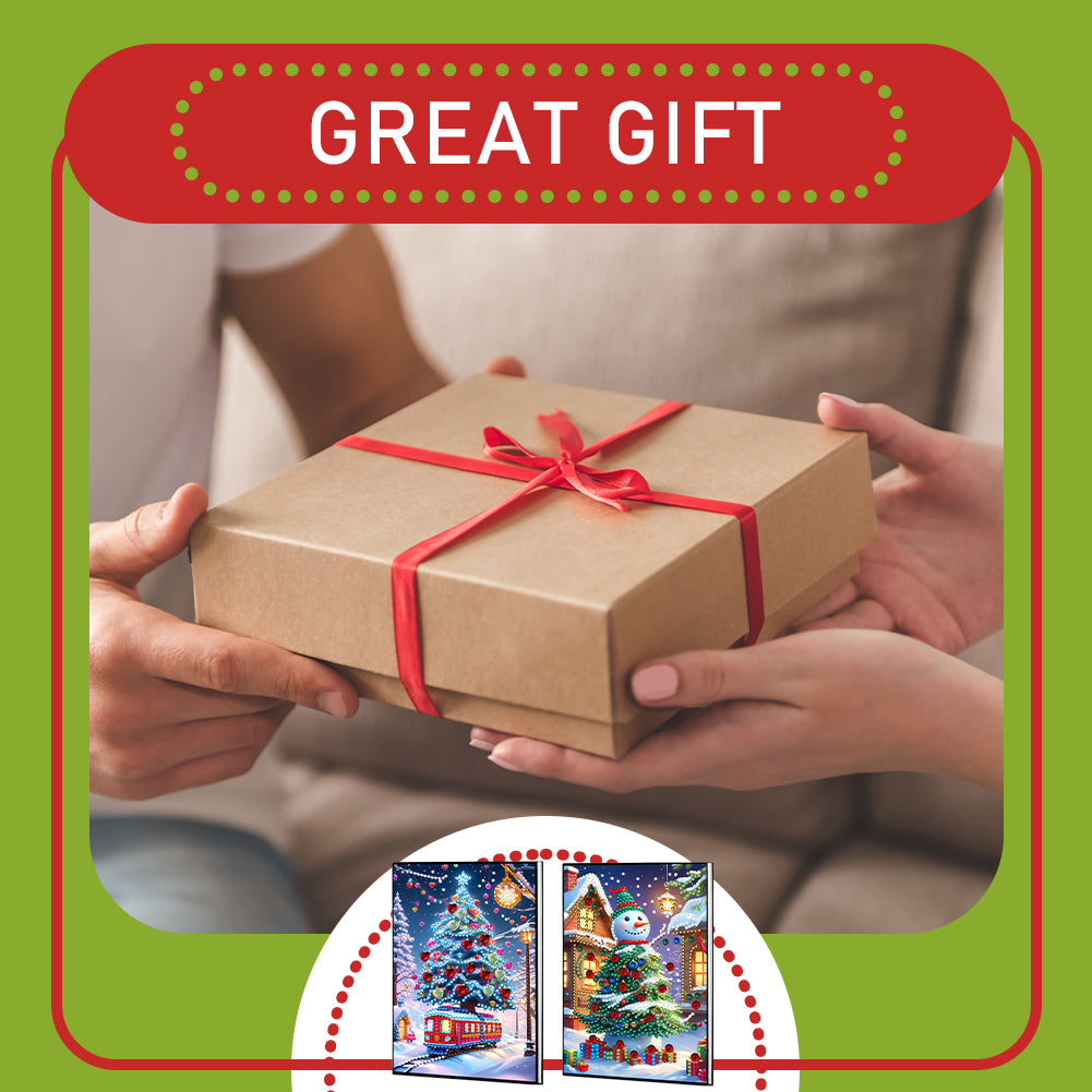 2pcs 50-Page A5 Christmas Tree Diamond Painting Notebook for Adults Holiday Gift