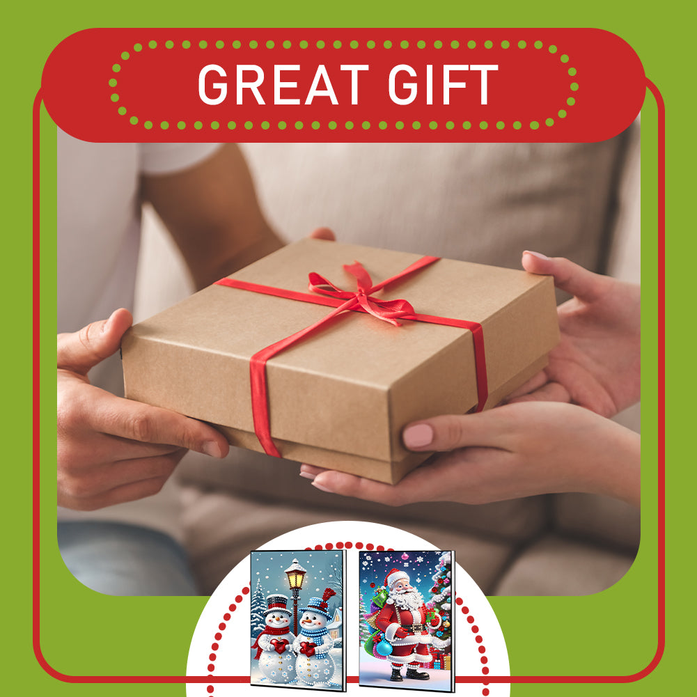 2pcs 50-Page A5 Snowman Santa Claus Diamond Painting Notebook for Adults Gift