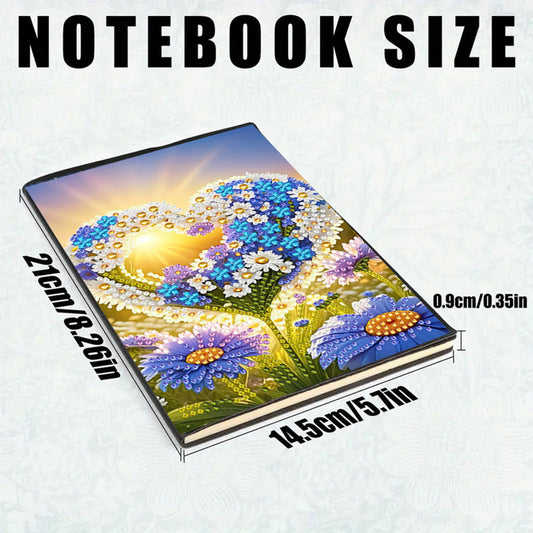 2pcs 50-Page A5 Flowers and Insects Diamond Painting Notebook for Adults Gift