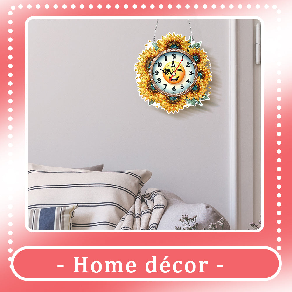 2Pcs Diamond Painting Ornament with Clock Function Hanging Clock Art Craft Decor