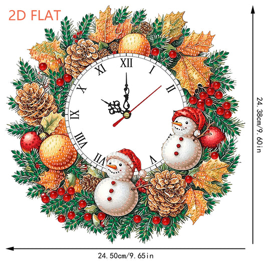 2D Flat DIY Christmas Acrylic Diamond Painting Clock Pendant for Home Decoration
