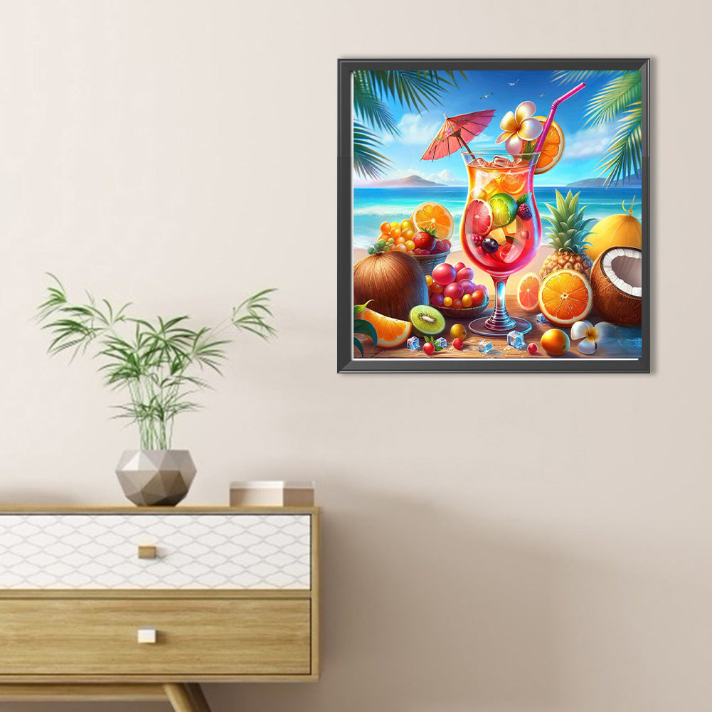 Summer Beach Fruit Drink - Full Round Drill Diamond Painting 30*30CM