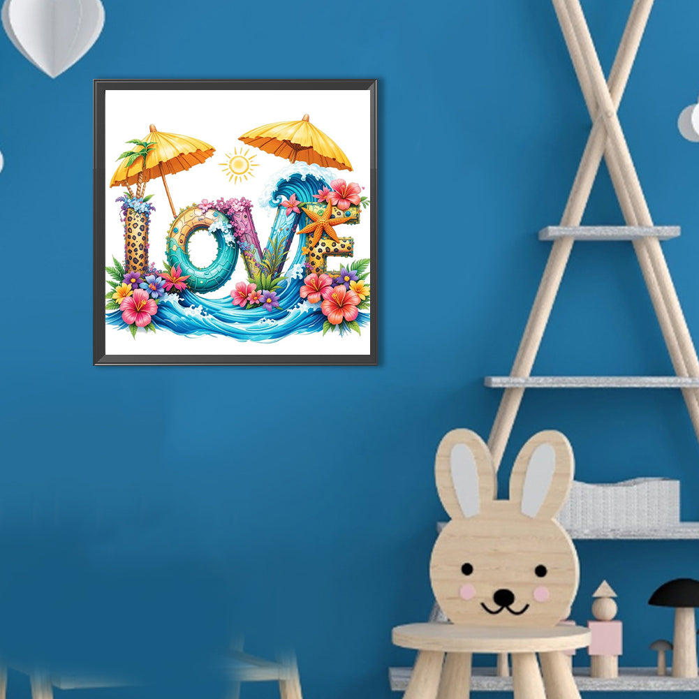 Summer Beach Love - Full Round Drill Diamond Painting 30*30CM