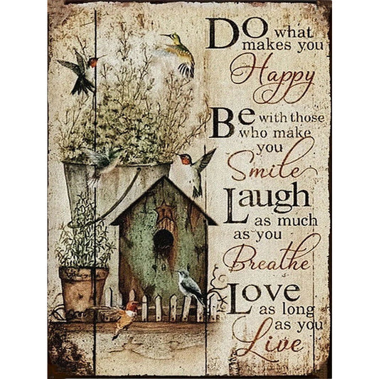 Birdhouse Calligraphy And Painting - 14CT Stamped Cross Stitch 30*40CM