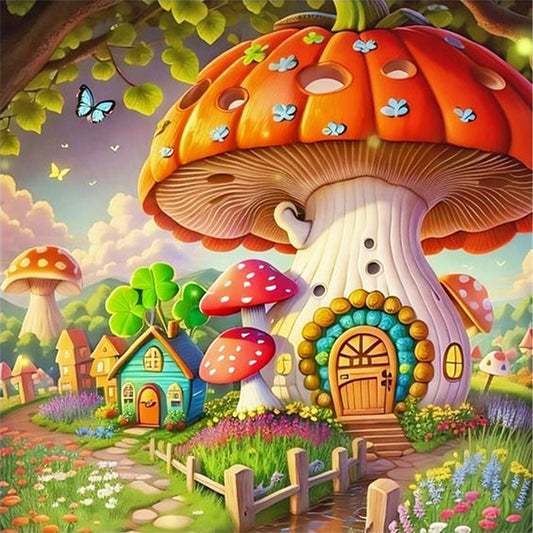Mushroom House - 16CT Stamped Cross Stitch 40*40CM