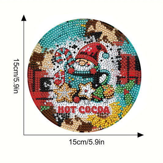 4pcs Christmas Diamond Art Coasters Kits for Home Party and Holiday Decorations