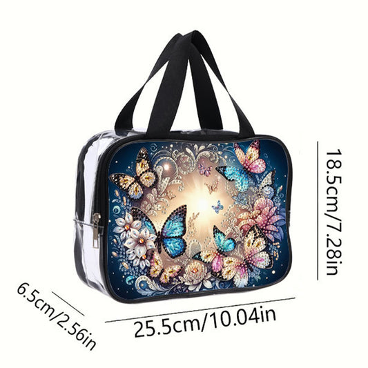 DIY Butterfly Diamond Painting Bling Rhinestone Makeup Bag Large Storage Bag
