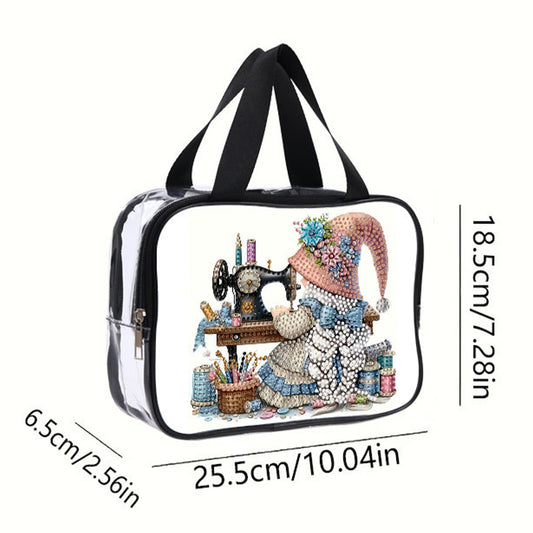 DIY Sewing Machine Diamond Painting Bling Rhinestone Makeup Bag Storage Bag