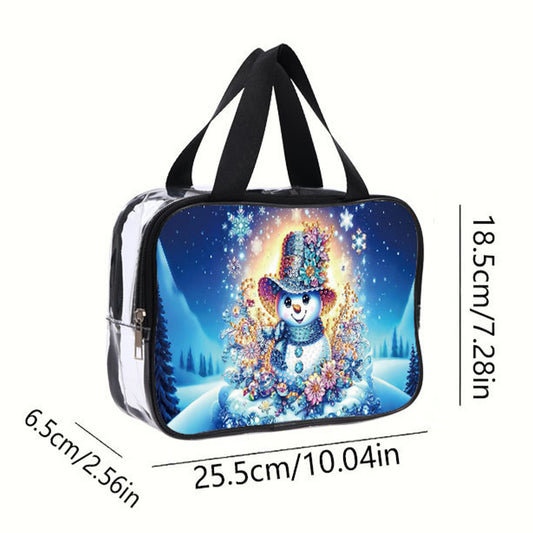 DIY Snowman Diamond Painting Bling Rhinestone Makeup Bag Large Storage Bag