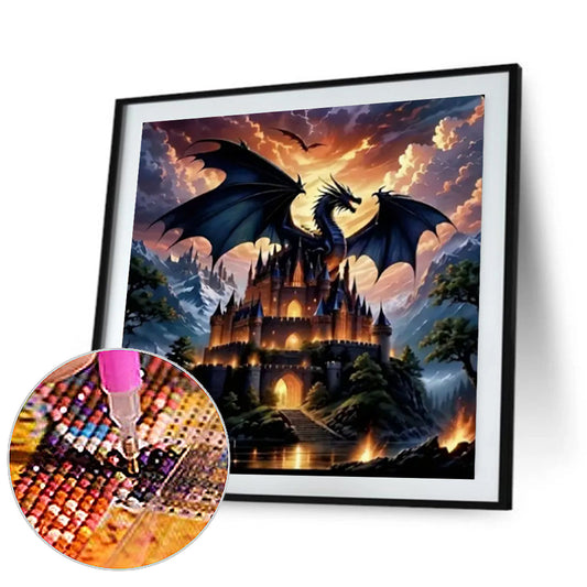 Castle And Dragon - Full Round Drill Diamond Painting 40*40CM