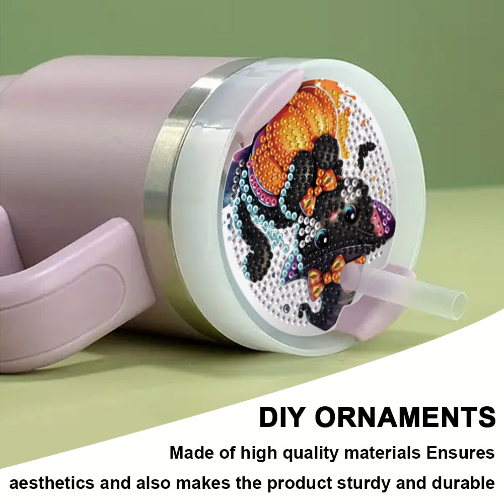 8pcs Christmas Halloween DIY Diamond Art Cup Lid Accessories Tumbler Lid Plate