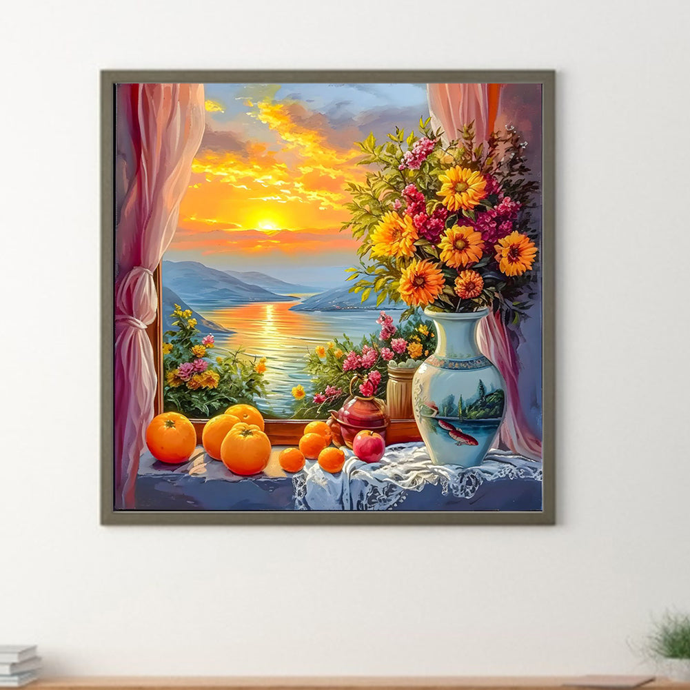 Sunset Outside The Window - Full Round Drill Diamond Painting 40*40CM
