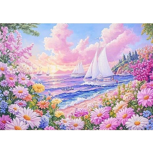 Sailing Flower Language - 11CT Stamped Cross Stitch 85*65CM (Mona Lisa Brand)