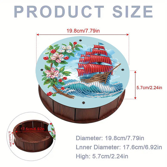DIY Diamond Painting Storage Box Rhinestones Decorative Snack Case (Sailboat)