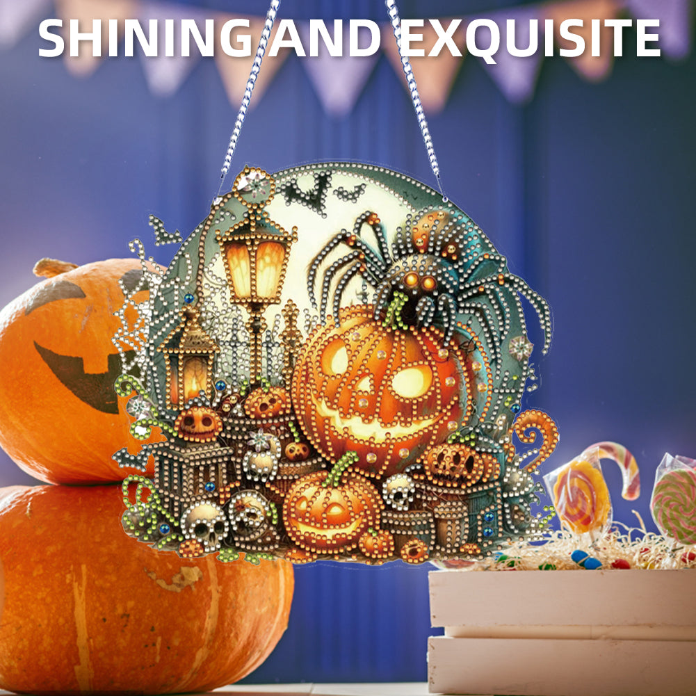 Halloween Pumpkin 2D Flat DIY Diamond Art Pendant Wall Decor for Home & Windows