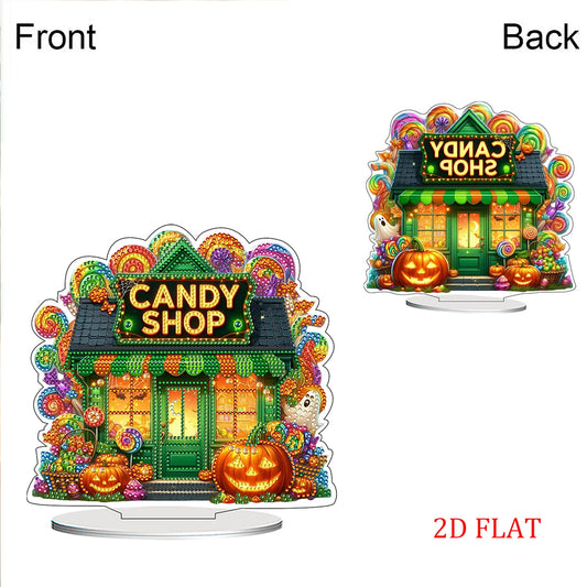 Haunted House 2D Flat Halloween Print DIY Diamond Painting Desktop Ornaments Kit