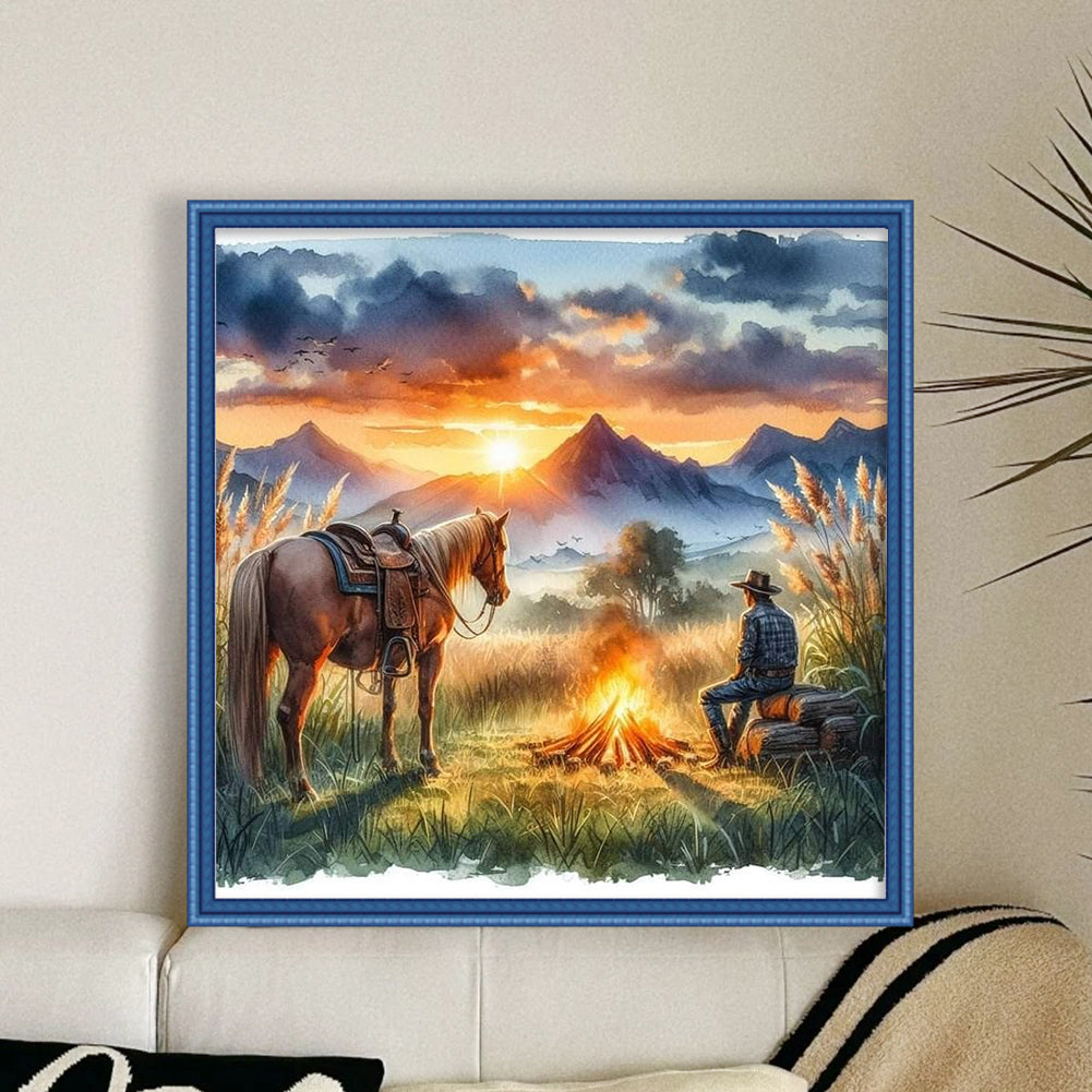 Sunset Scenery - 11CT Stamped Cross Stitch 40*40CM