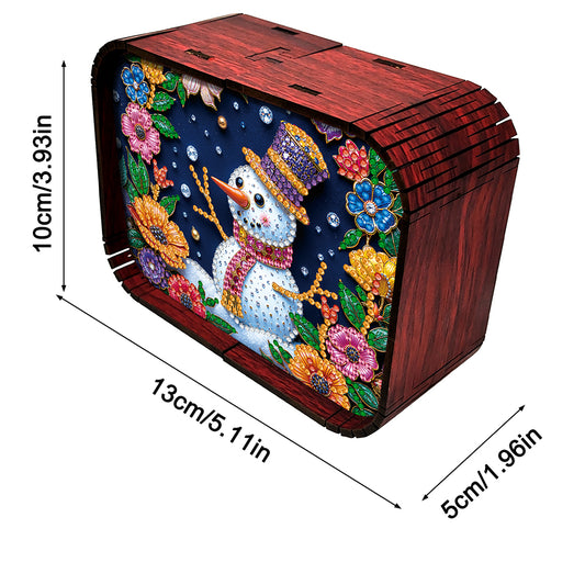 1pc Snowman Wooden Music Box Diamond Painting Art Kit Unique Gift for Christmas