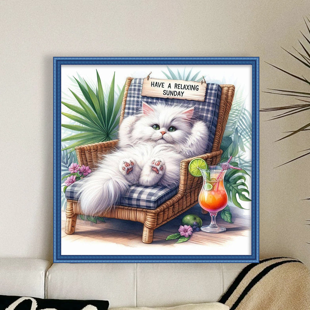 Kitten On A Chair - 11CT Stamped Cross Stitch 40*40CM