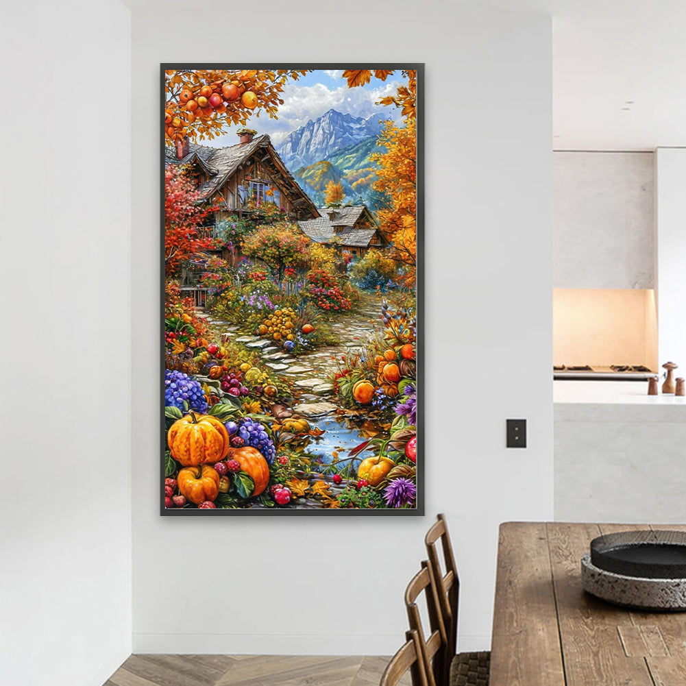 Autumn Cabin - Full Round Drill Diamond Painting 40*70CM