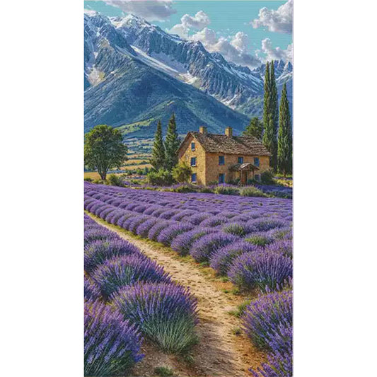 Lavender Fields At The Foot Of The Alps - 14CT Stamped Cross Stitch 65*110CM£¨Fairy Brand £©