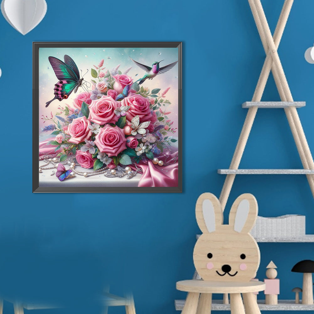 Butterflies And Flowers - Full Round Drill Diamond Painting 40*40CM